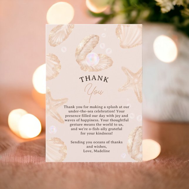 Niedliche Sommermassagedusche Dankeskarte (Cute summer ocean little pearl baby shower thank you card)