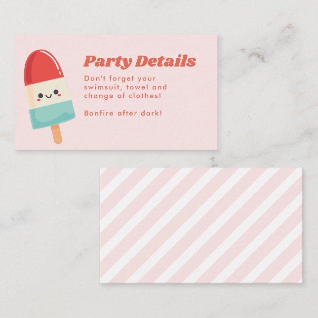 Niedliche Sommerpopulationskarte Geburtstag Beilag Visitenkarte (Vorne/Hinten)