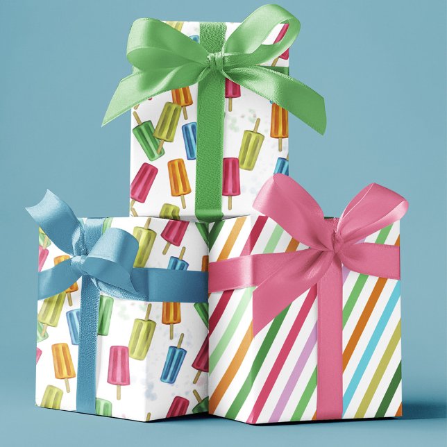 Niedliche Sommerzeitkulisse Geschenkpapier Set (Colorful popsicles pattern wrapping paper.)