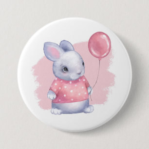 Niedliche Sonne mit rosa Ballon Button