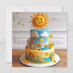 NIEDLICHE SONNE THEMED DECORATED BIRTHDAY CAKE KARTE
