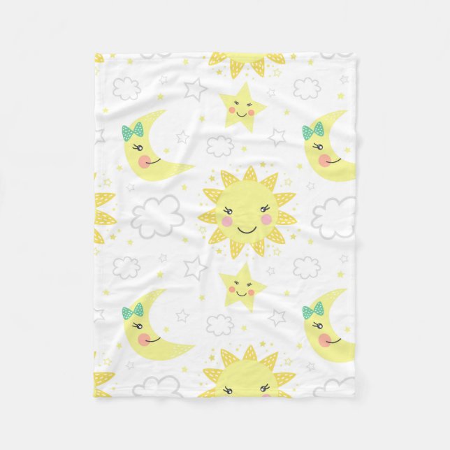 Niedliche Sonne und Mond Fleecedecke (Vorderseite)