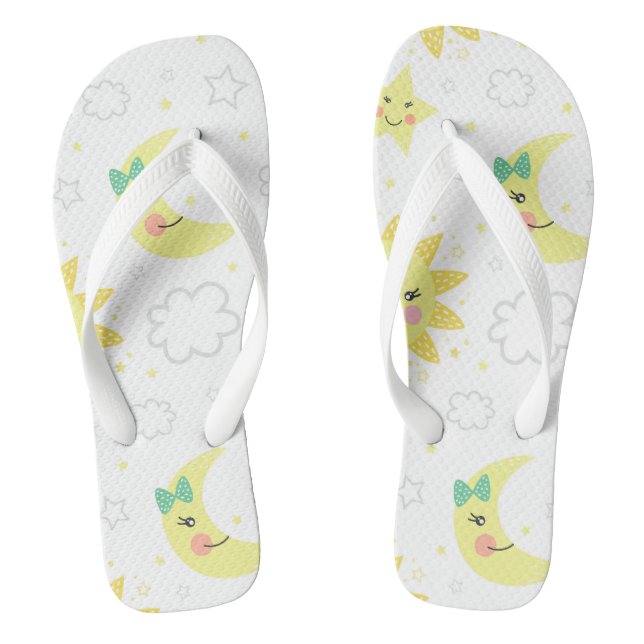 Niedliche Sonne und Mond Flip Flops (Fußbett)