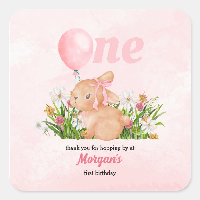 Niedliche Sonne verwandelt eine rosa Girls am 1. G Quadratischer Aufkleber (Vorderseite)