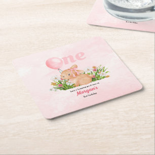 Niedliche Sonne verwandelt eine rosa Girls am 1. G Rechteckiger Pappuntersetzer