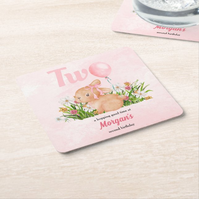 Niedliche Sonne verwandelt zwei rosa Mädchen zum z Rechteckiger Pappuntersetzer (angewinkelt)