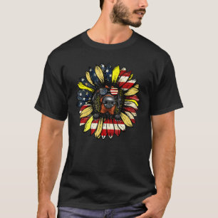 Niedliche Sonnenblume American Doberman Pinscher D T-Shirt