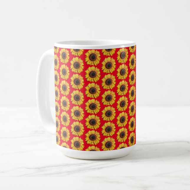 Niedliche Sonnenblume Blume Muster Tasse (Vorderseite Links)