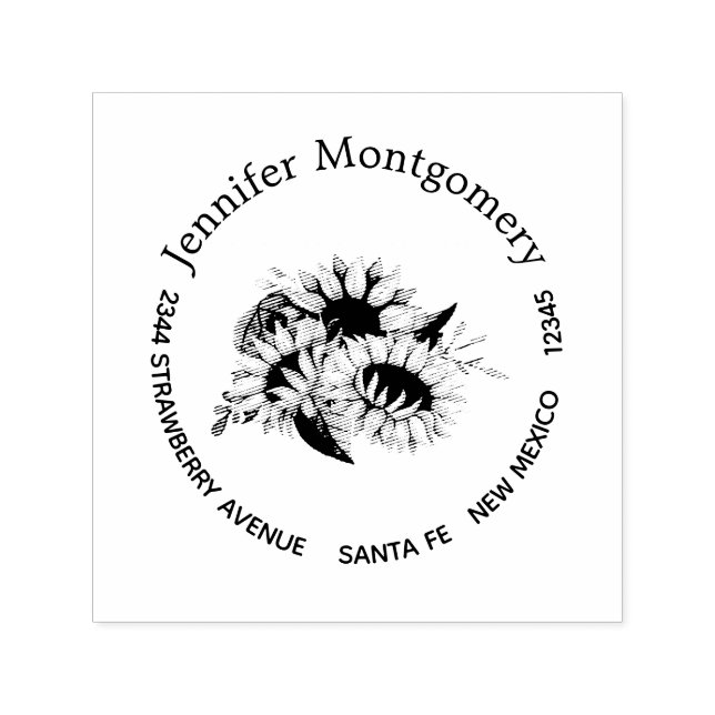 Niedliche Sonnenblume Bouquet Fresh & Summery Permastempel (Design)