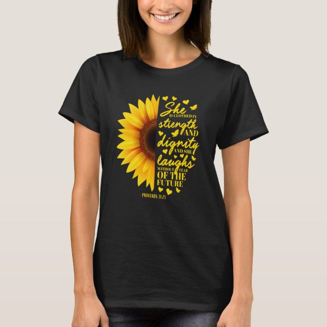 Niedliche Sonnenblume Christliche Bibel Verse Frau T-Shirt (Vorderseite)