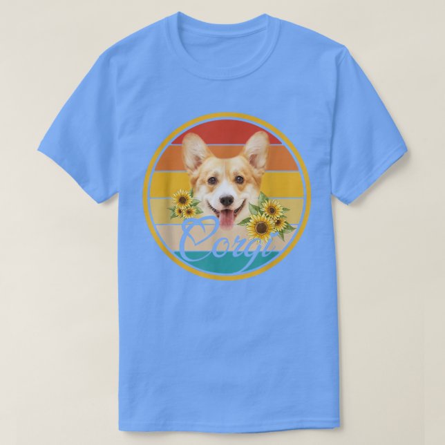 Niedliche Sonnenblume Corgi Hund Vater Mama Vatert T-Shirt (Design vorne)