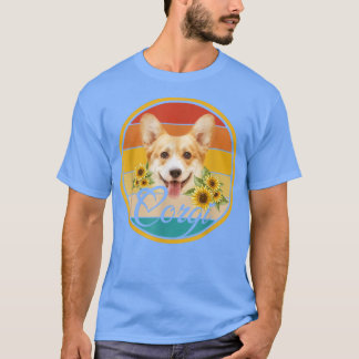 Niedliche Sonnenblume Corgi Hund Vater Mama Vatert T-Shirt