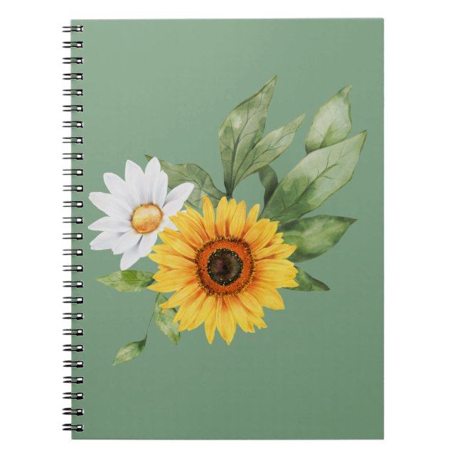 Niedliche Sonnenblume & Daisy-Notebook Notizblock (Vorderseite)