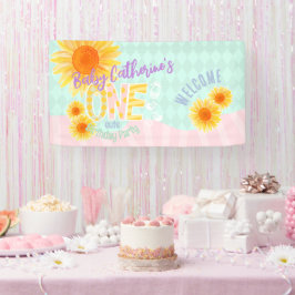 Niedliche Sonnenblume Erster Geburtstag Banner