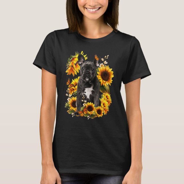 Niedliche Sonnenblume Französisch Bulldog Hund Vat T-Shirt (Vorderseite)