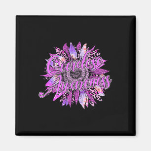 Niedliche Sonnenblume Lila Ribbon Opioid Überdosie Magnet