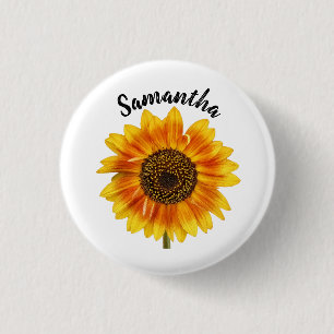 Niedliche Sonnenblume Personalisiert Button