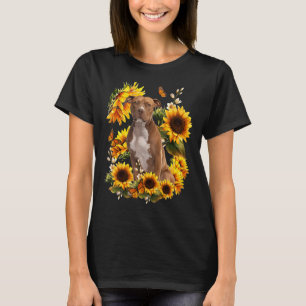 Niedliche Sonnenblume Pitbull Terrie Dog Vater Mam T-Shirt