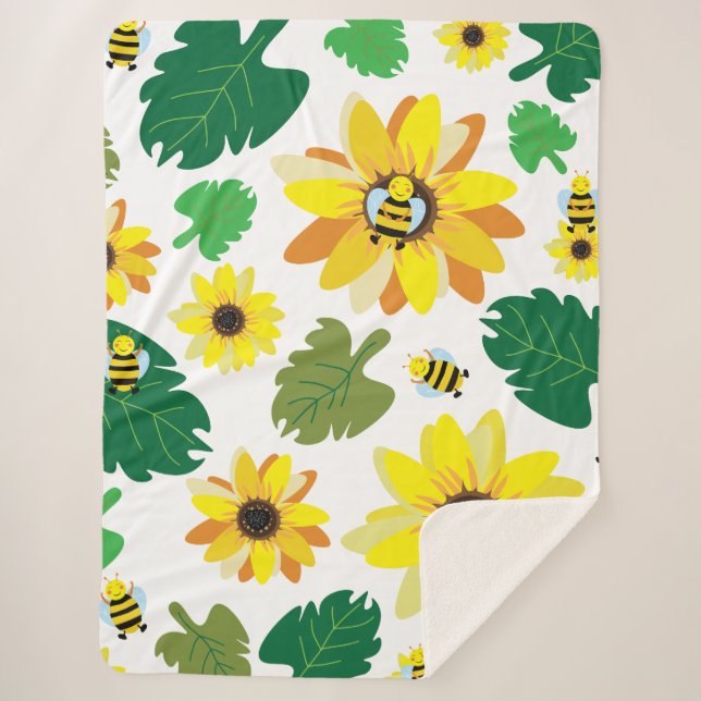 Niedliche Sonnenblume Sherpadecke (Vorderseite)