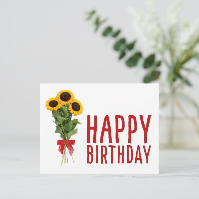 Niedliche Sonnenblumen botanische Blume Geburtstag Postkarte (Stehend Vorderseite)