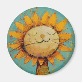 Niedliche Sonnenblumen-Katze Spaß in der Sun-Maler Magnet