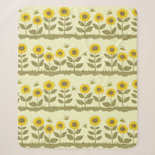 Niedliche Sonnenblumen und Bienen nahtlos Sherpadecke