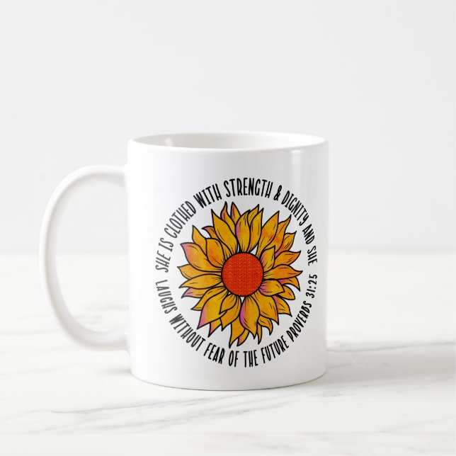 Niedliche Sonnenblumenbibel Kaffeetasse (Links)
