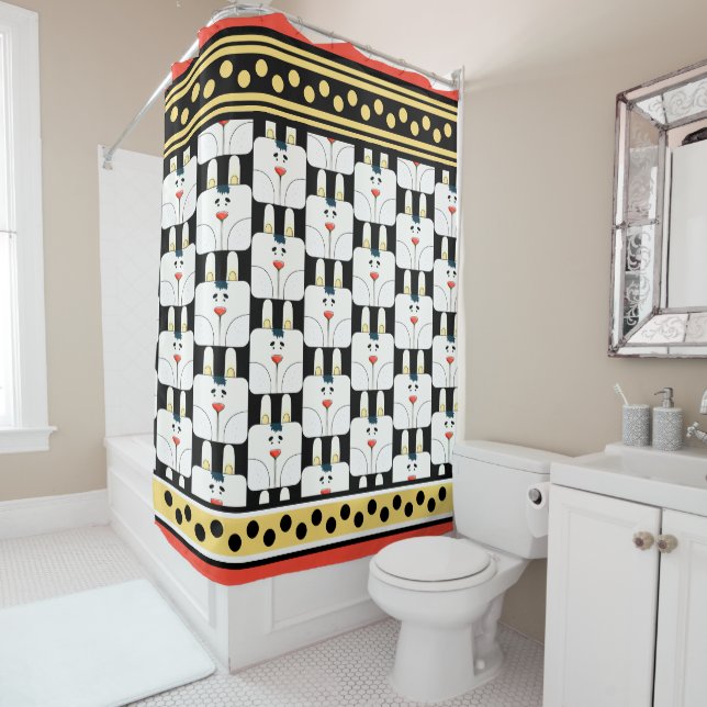 Niedliche Sonnengegenden und Polka Dots Duschvorha Duschvorhang (Beispiel)
