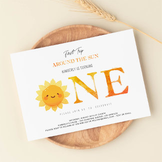 Niedliche Sonnenreise Erster Geburtstag Einladung