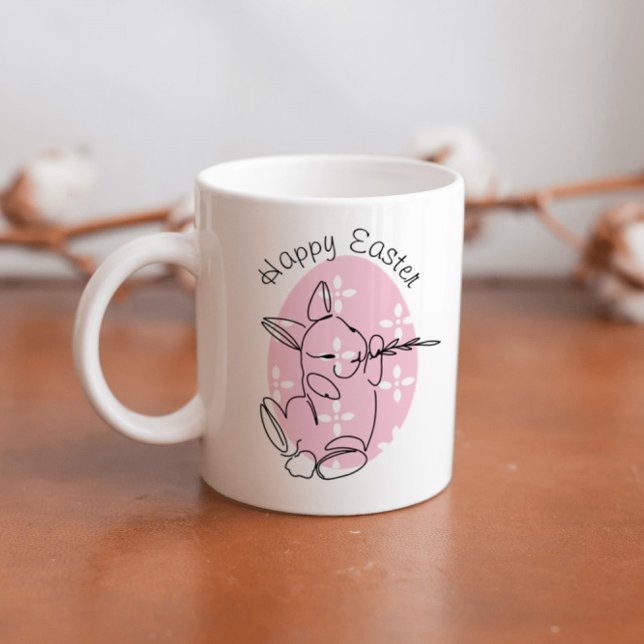 Niedliche Sonnenstrahlen Art Pink Eier Frühling Kaffeetasse (Von Creator hochgeladen)