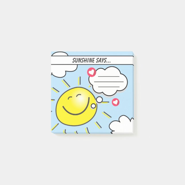 Niedliche Sonnenstrahlen füllen die blanke Kinderb Post-it Klebezettel (Vorderseite)