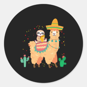 Niedliche Sonnenstraße und Llama mit Taco und Mexi Runder Aufkleber