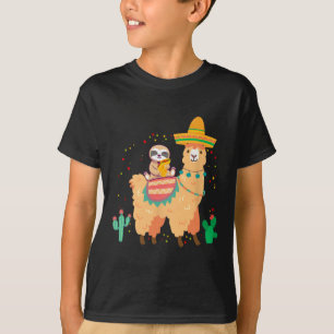 Niedliche Sonnenstraße und Llama mit Taco und Mexi T-Shirt