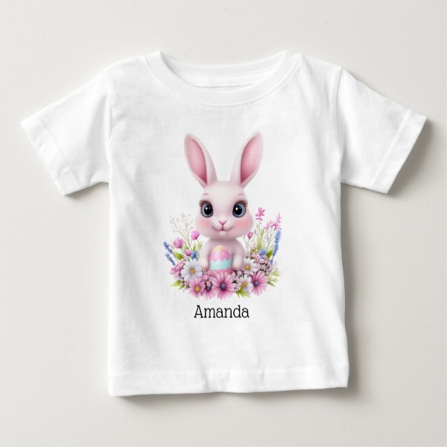 Niedliche, sonnige rosa Blume mit Ostereier Baby T-shirt (Vorderseite)