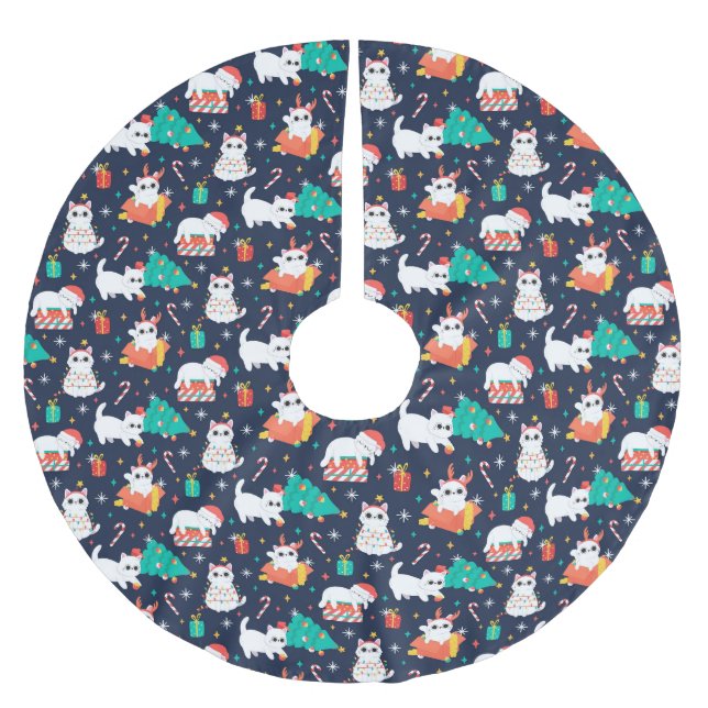 Niedliche/sonnige Weihnachten Polyester Weihnachtsbaumdecke (Vorderseite)