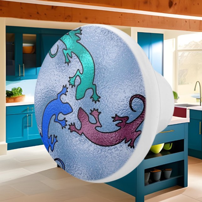 Niedliche Southwestern lizards Imitate Buntglas Keramikknauf (Von Creator hochgeladen)