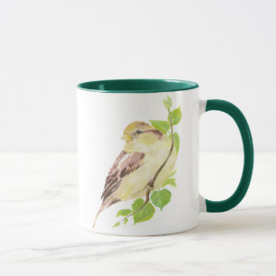 Niedliche Sparrow Bird & Watercolor Tasse
