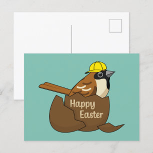 Niedliche Sparrow Chocolate Ei Happy Oaster Feiertagspostkarte