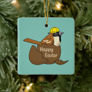 Niedliche Sparrow Chocolate Ei Happy Oaster Keramikornament