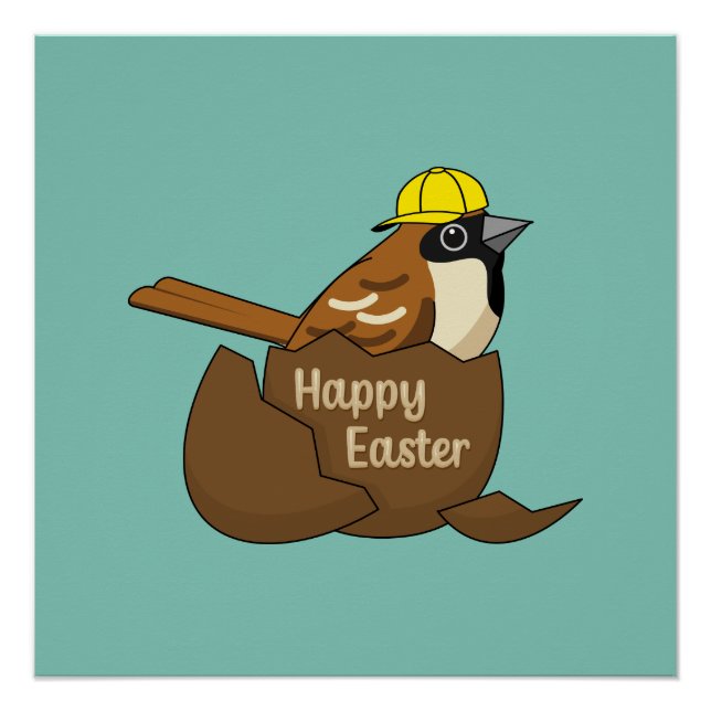 Niedliche Sparrow Chocolate Ei Happy Oaster Poster (Vorderseite)