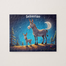 Niedliche Späthähne in der Nacht Personalisiert Puzzle