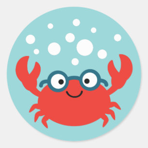 Niedliche Specky Crab Illustration Runder Aufkleber