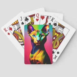 Niedliche Sphynx Cat Farbenfrohe Kunst Spielkarten