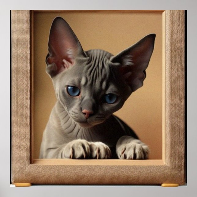 Niedliche Sphynx-Katzenkatze dunkle Farbe Poster (Vorne)