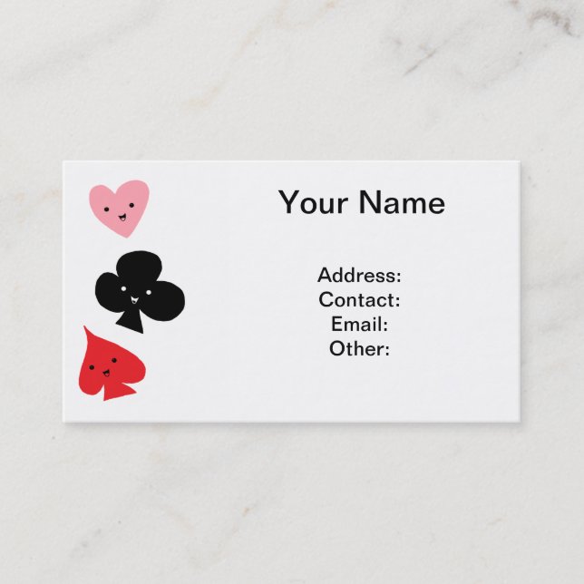 Niedliche Spielkarte-Anzüge Visitenkarte (Vorderseite)