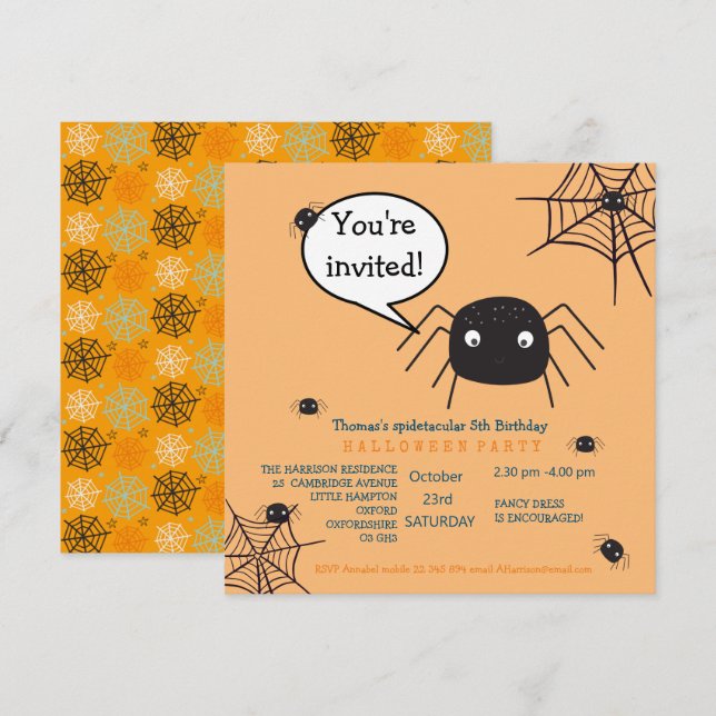 Niedliche Spinne Geburtstag/Halloween-Kind (Vorne/Hinten)