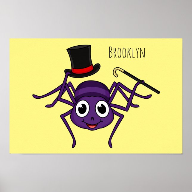 Niedliche Spinne im Cartoon oben Poster (Vorne)
