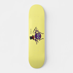 Niedliche Spinne im Cartoon oben Skateboard