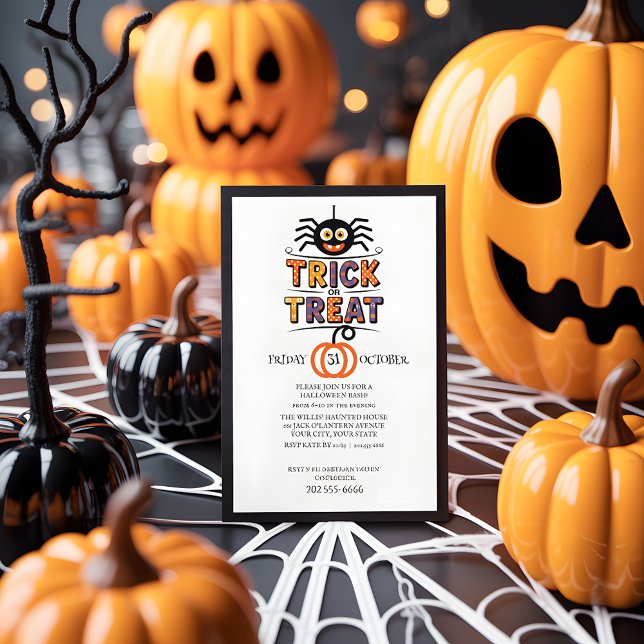 Niedliche Spinne & Pumpkin Trick oder TreatHallowe Einladung (Von Creator hochgeladen)
