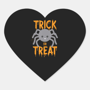 Niedliche Spinne - Trick oder Treat- Halloween Herz-Aufkleber